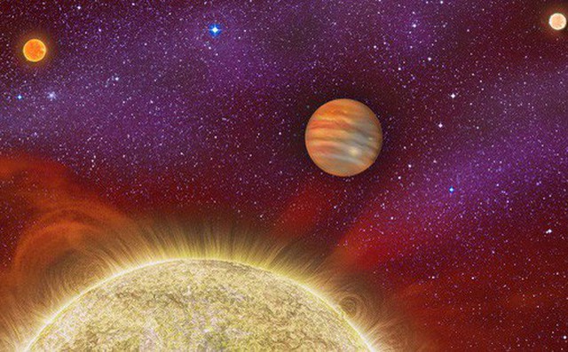 Ảnh đồ họa của NASA về một hệ hành tinh có siêu Trái đất.