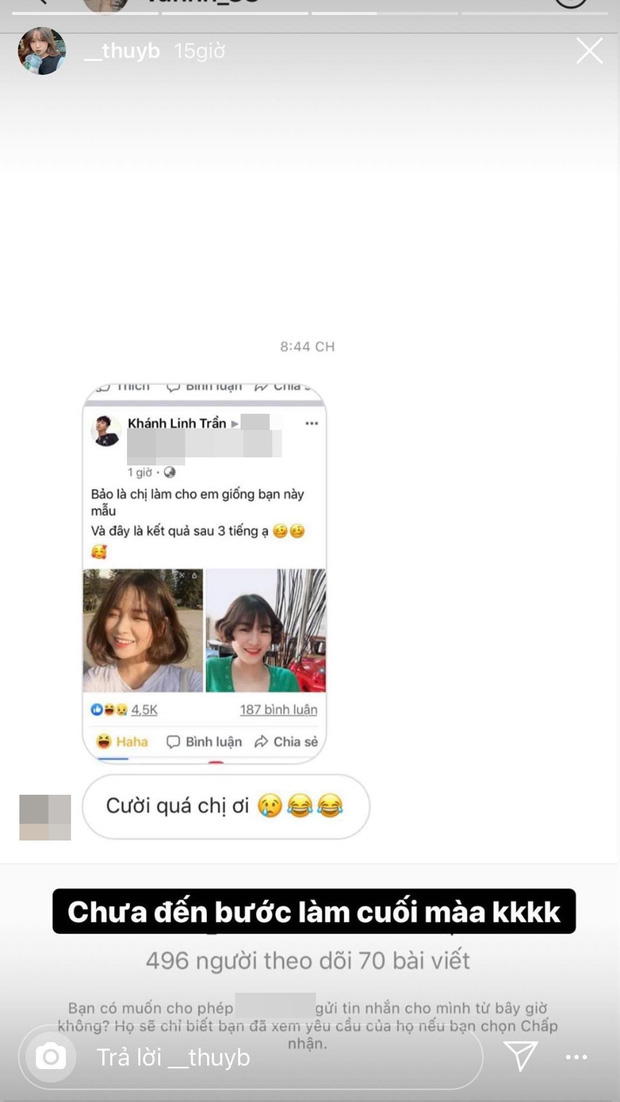 Gái xinh đăng ảnh toang-toàn-tập vì làm tóc theo hot girl 1m52, hỏi mới biết: Đấy là làm chưa xong, kết quả ra khác lắm - Ảnh 6. Gái xinh đăng ảnh toang-toàn-tập vì làm tóc theo hot girl 1m52, hỏi mới biết: Đấy là làm chưa xong, kết quả ra khác lắm - Ảnh 6.