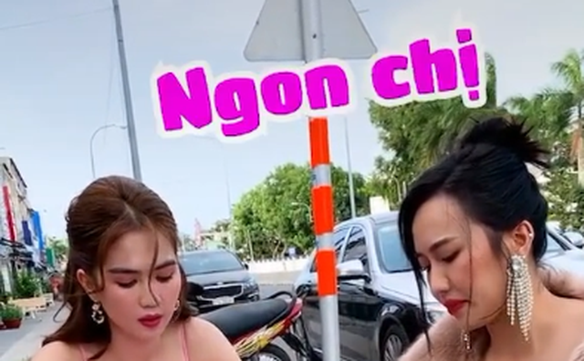 Ngọc Trinh - Diệu Nhi khiến fan "cười té ghế" khi mặc váy dạ hội lộng lẫy đi ăn trứng vịt lộn vỉa hè