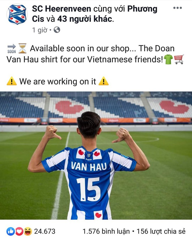 SC Heerenveen mở bán áo đấu Văn Hậu, nhưng có một sự thật kém vui đang diễn ra ở Việt Nam - Ảnh 1.